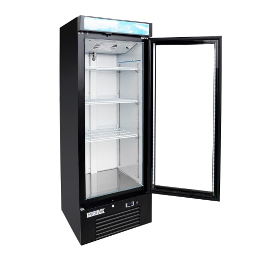 MoTak MGD-1DF-16-HC 25" One Section Display Freezer w/ Swing Doors - Bottom Mount Compressor, Black, 115v