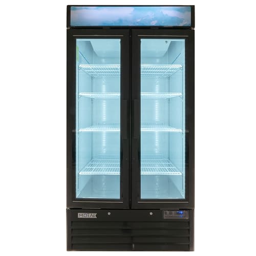 MoTak MGD-2DF-36-HC 39 1/2" Two Section Display Freezer w/ Swing Doors - Bottom Mount Compressor, Black, 115v