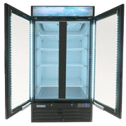 MoTak MGD-2DF-36-HC 39 1/2" Two Section Display Freezer w/ Swing Doors - Bottom Mount Compressor, Black, 115v