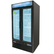 MoTak MGD-2DF-36-HC 39 1/2" Two Section Display Freezer w/ Swing Doors - Bottom Mount Compressor, Black, 115v