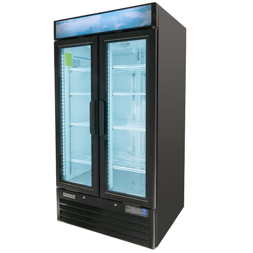 MoTak MGD-2DF-36-HC 39 1/2" Two Section Display Freezer w/ Swing Doors - Bottom Mount Compressor, Black, 115v