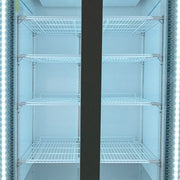 MoTak MGD-2DF-36-HC 39 1/2" Two Section Display Freezer w/ Swing Doors - Bottom Mount Compressor, Black, 115v