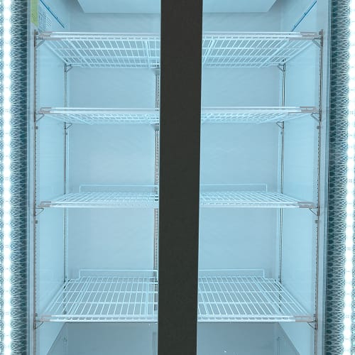 MoTak MGD-2DF-36-HC 39 1/2" Two Section Display Freezer w/ Swing Doors - Bottom Mount Compressor, Black, 115v