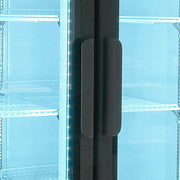 MoTak MGD-2DF-36-HC 39 1/2" Two Section Display Freezer w/ Swing Doors - Bottom Mount Compressor, Black, 115v