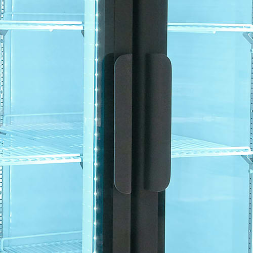 MoTak MGD-2DF-36-HC 39 1/2" Two Section Display Freezer w/ Swing Doors - Bottom Mount Compressor, Black, 115v