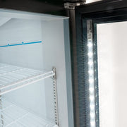 MoTak MGD-2DF-36-HC 39 1/2" Two Section Display Freezer w/ Swing Doors - Bottom Mount Compressor, Black, 115v