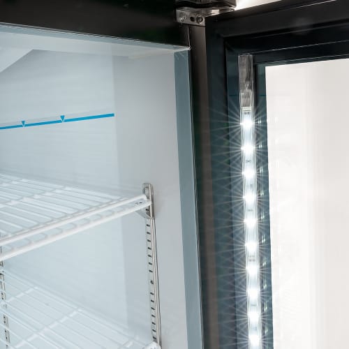 MoTak MGD-2DF-36-HC 39 1/2" Two Section Display Freezer w/ Swing Doors - Bottom Mount Compressor, Black, 115v