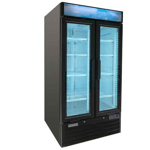 MoTak MGD-2DF-36-HC 39 1/2" Two Section Display Freezer w/ Swing Doors - Bottom Mount Compressor, Black, 115v