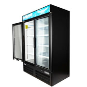 MoTak MGD-2DF-48-HC 54" Two Section Display Freezer w/ Swing Doors - Bottom Mount Compressor, Black, 115v