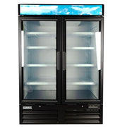 MoTak MGD-2DF-48-HC 54" Two Section Display Freezer w/ Swing Doors - Bottom Mount Compressor, Black, 115v