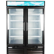 MoTak MGD-2DF-48-HC 54" Two Section Display Freezer w/ Swing Doors - Bottom Mount Compressor, Black, 115v