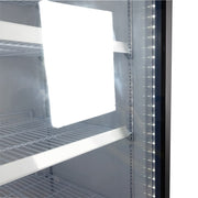 MoTak MGD-2DF-48-HC 54" Two Section Display Freezer w/ Swing Doors - Bottom Mount Compressor, Black, 115v