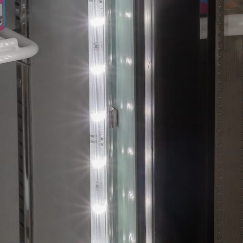 MoTak MGD-2DF-48-HC 54" Two Section Display Freezer w/ Swing Doors - Bottom Mount Compressor, Black, 115v