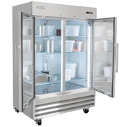 MoTak MSD-2DR-BAL-54-G-X 54" Two Section Reach In Refrigerator - (2) Left/Right Hinge Glass Doors, 115v