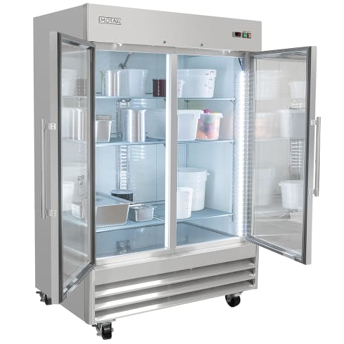 MoTak MSD-2DR-BAL-54-G-X 54" Two Section Reach In Refrigerator - (2) Left/Right Hinge Glass Doors, 115v
