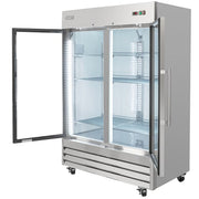 MoTak MSD-2DR-BAL-54-G-X 54" Two Section Reach In Refrigerator - (2) Left/Right Hinge Glass Doors, 115v