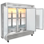 MoTak MSD-3DF-BAL-X 80 7/8" Three Section Reach In Freezer, (3) Left/Right Hinge Solid Doors, 115v