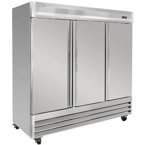 MoTak MSD-3DF-BAL-X 80 7/8" Three Section Reach In Freezer, (3) Left/Right Hinge Solid Doors, 115v