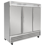 MoTak MSD-3DR-BAL-X 80 4/5" Three Section Reach In Refrigerator, (3) Left/Right Hinge Solid Doors, 115v