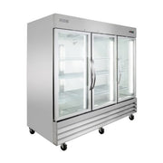 MoTak MSD-3DR-BAL-80-G-X 80 4/5" Three Section Reach In Refrigerator, (3) Left/Right Hinge Glass Doors, 115v