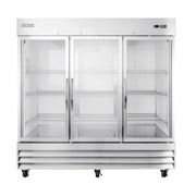 MoTak MSD-3DR-BAL-80-G-X 80 4/5" Three Section Reach In Refrigerator, (3) Left/Right Hinge Glass Doors, 115v