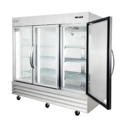 MoTak MSD-3DR-BAL-80-G-X 80 4/5" Three Section Reach In Refrigerator, (3) Left/Right Hinge Glass Doors, 115v