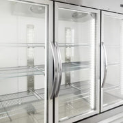 MoTak MSD-3DR-BAL-80-G-X 80 4/5" Three Section Reach In Refrigerator, (3) Left/Right Hinge Glass Doors, 115v