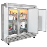 MoTak MSD-3DR-BAL-X 80 4/5" Three Section Reach In Refrigerator, (3) Left/Right Hinge Solid Doors, 115v