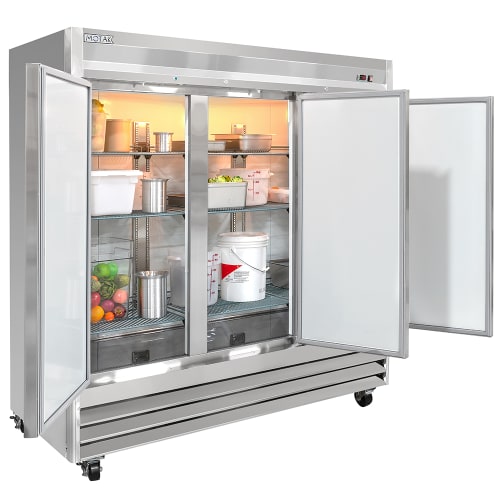 MoTak MSD-3DR-BAL-X 80 4/5" Three Section Reach In Refrigerator, (3) Left/Right Hinge Solid Doors, 115v