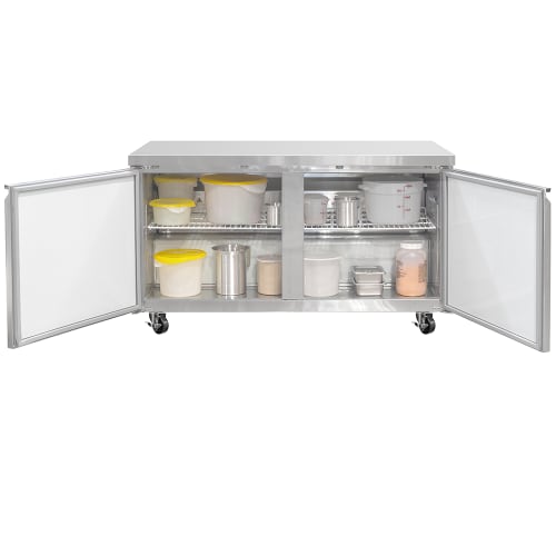 MoTak MUF-60-HC 61 1/5" W Undercounter Freezer w/ (2) Sections & (2) Doors, 115v