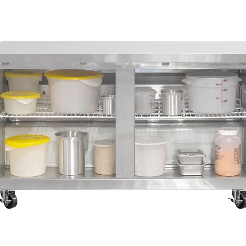 MoTak MUF-60-HC 61 1/5" W Undercounter Freezer w/ (2) Sections & (2) Doors, 115v