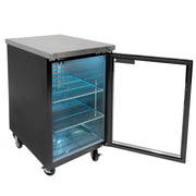 MoTak MBB-1D-27-G-X 23 1/2" Bar Refrigerator - 1 Swinging Glass Door, Black, 115v