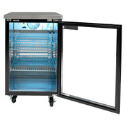 MoTak MBB-1D-27-G-X 23 1/2" Bar Refrigerator - 1 Swinging Glass Door, Black, 115v