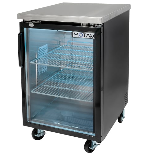 MoTak MBB-1D-27-G-X 23 1/2" Bar Refrigerator - 1 Swinging Glass Door, Black, 115v