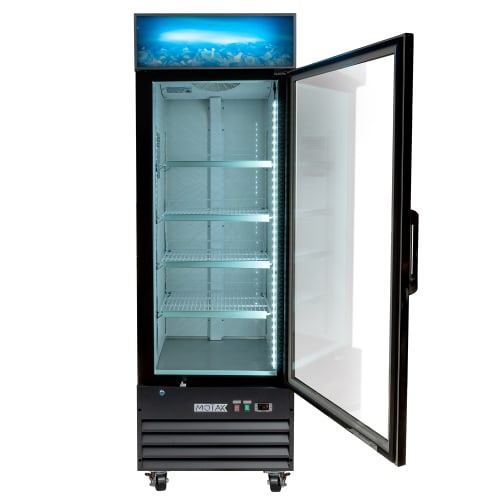 MoTak MGD-1DF-27-X 27 1/8" One Section Display Freezer w/ Swing Door - Bottom Mount Compressor, Black, 115v