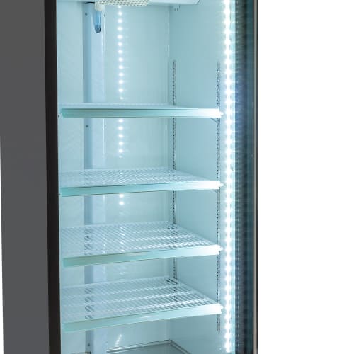 MoTak MGD-1DR-25-X 25 5/8" One Section Glass Door Merchandiser - (1) Right Hinge Doors, Black, 115v