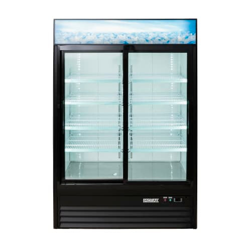 MoTak MGD-2DR-47-X 53 1/8" Two Section Glass Door Merchandiser - (2) Sliding Doors, 115v, Black