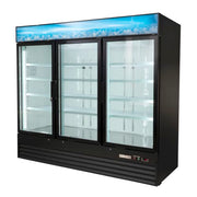 MoTak MGD-3DR-80-X 78 3/8" Three Section Glass Door Merchandiser - (2) Left/Right Hinge Doors, Black, 115v