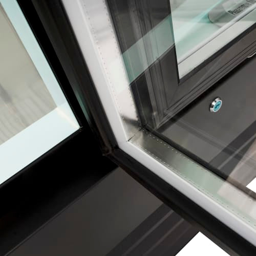 MoTak MGD-3DR-80-X 78 3/8" Three Section Glass Door Merchandiser - (2) Left/Right Hinge Doors, Black, 115v