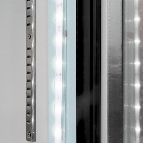 MoTak MGD-3DR-80-X 78 3/8" Three Section Glass Door Merchandiser - (2) Left/Right Hinge Doors, Black, 115v