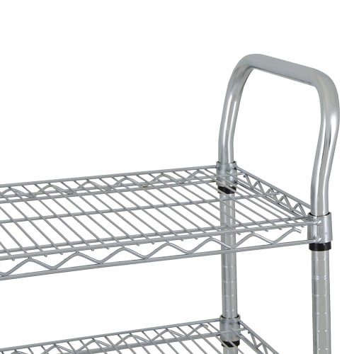 StoreIt 3 Level Wire Utility Cart w/ 600 lb Capacity - Flat Ledges, Chrome (SI-UC-3-3618-CH)