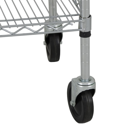 StoreIt 3 Level Wire Utility Cart w/ 600 lb Capacity - Flat Ledges, Chrome (SI-UC-3-3618-CH)
