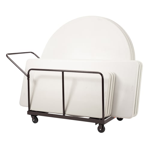 National Public Seating DYMU Folding Table Dolly w/ (12) Round & Rectangular Folding Table Capacity - Steel, Brown