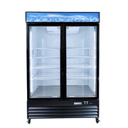 MoTak MFM-2D 53 1/5" Two Section Display Freezer w/ Swing Doors - Bottom Mount Compressor, Black, 115v