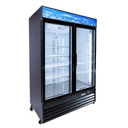 MoTak MFM-2D 53 1/5" Two Section Display Freezer w/ Swing Doors - Bottom Mount Compressor, Black, 115v