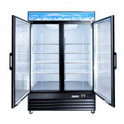 MoTak MFM-2D 53 1/5" Two Section Display Freezer w/ Swing Doors - Bottom Mount Compressor, Black, 115v