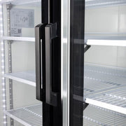 MoTak MFM-2D 53 1/5" Two Section Display Freezer w/ Swing Doors - Bottom Mount Compressor, Black, 115v