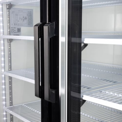 MoTak MFM-2D 53 1/5" Two Section Display Freezer w/ Swing Doors - Bottom Mount Compressor, Black, 115v