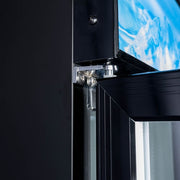 MoTak MRM-2D 53 1/5" Two Section Glass Door Merchandiser - (2) Left/Right Hinge Doors, Black, 115v