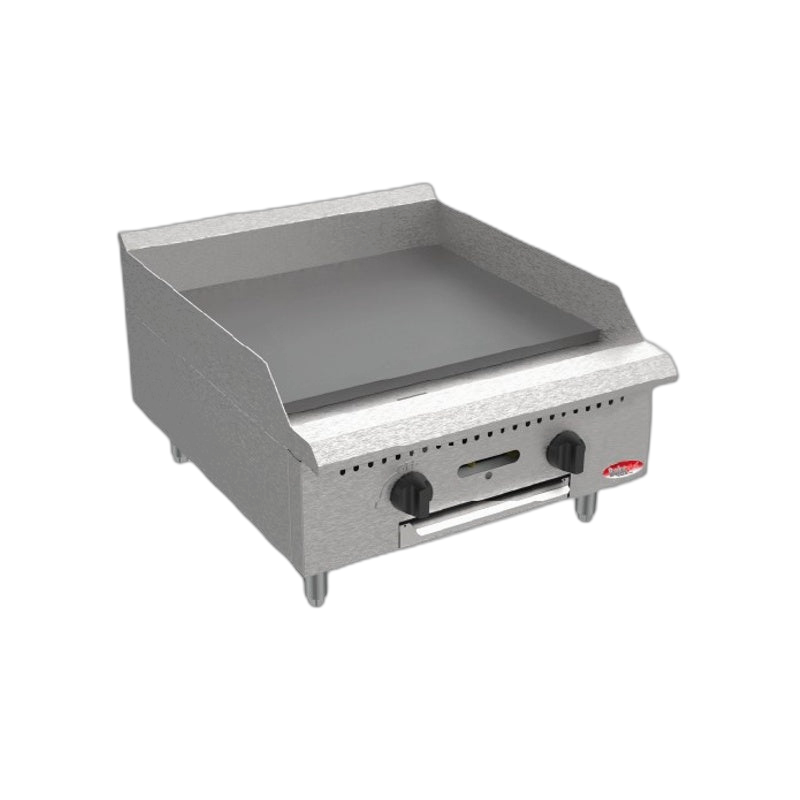 BakeMax 24" Countertop Commercial Gas Griddle – Manual Control, 60,000 BTU Stainless Steel Flat Top